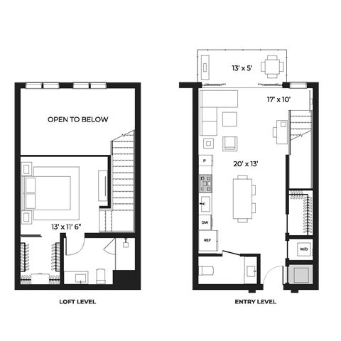 Bi-Level Loft 950 Floor Plan Bi-Level Loft 950 Floor Plan at SLX Atlanta, Chamblee